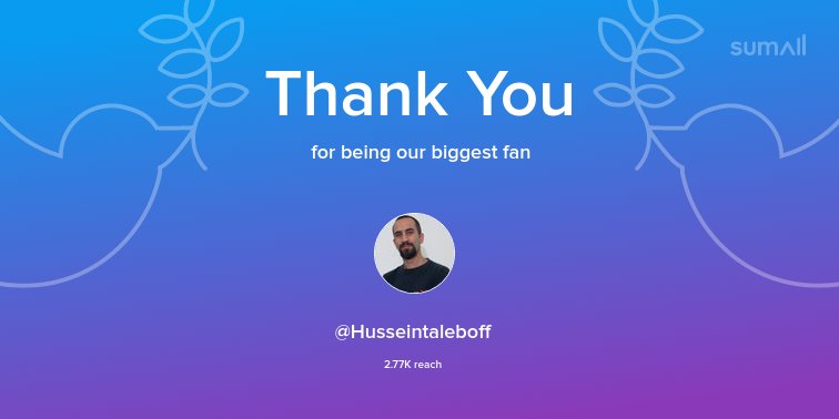 Our biggest fans this week: <a href="/Husseintaleboff/">Hussein Taleb</a>. Thank you! via sumall.com/thankyou?utm_s…
