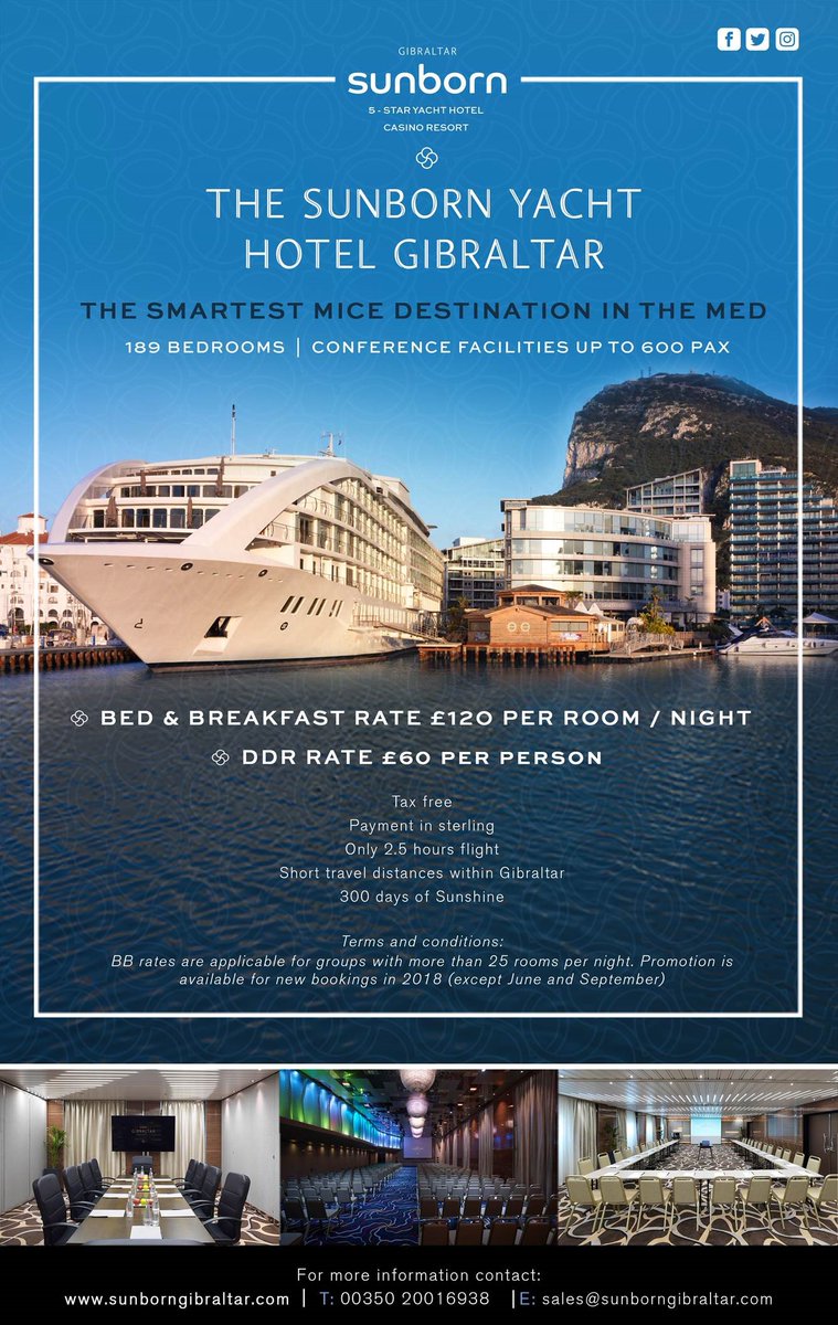 We have a fabulous offer for all our #conferenceprofs and #eventprofs Have your next event in Gibraltar onboard this luxury yacht. @SunbornGib #meetingoffer