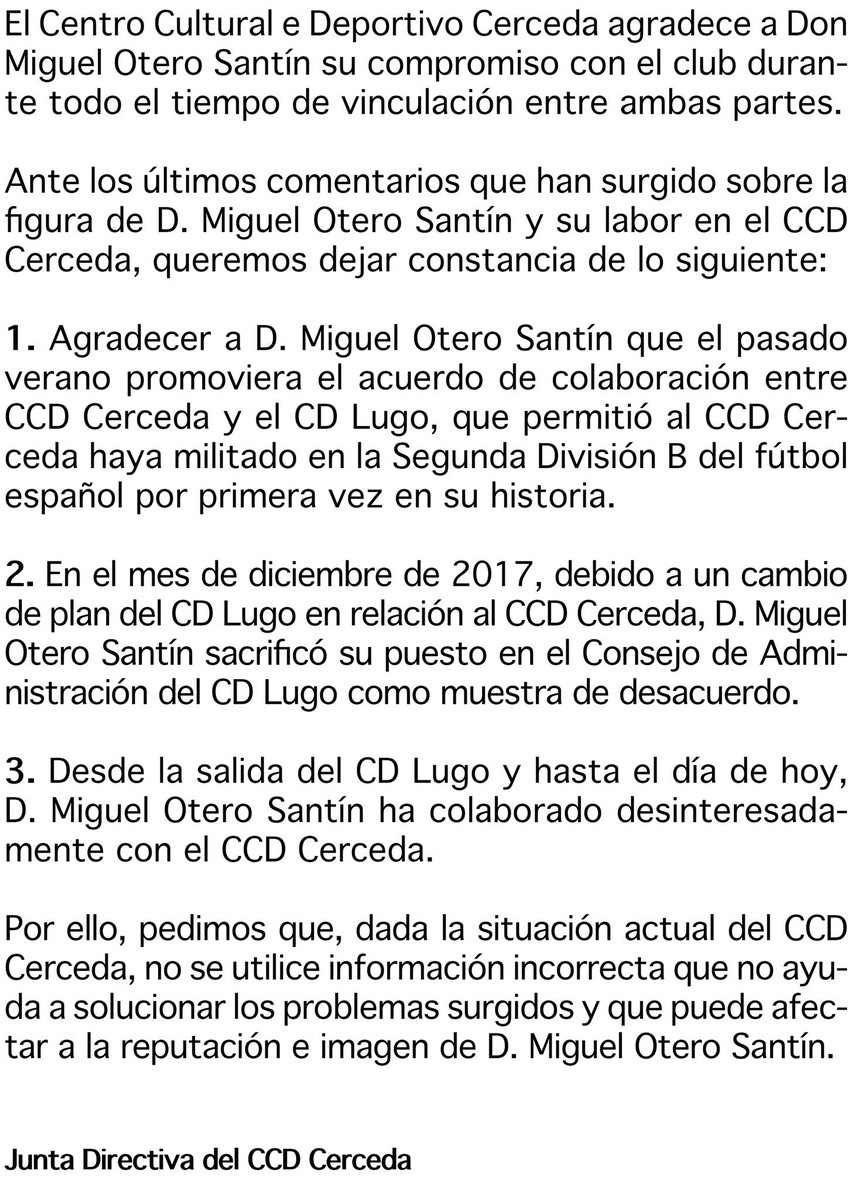 Comunicado oficial del <a href="/CCDCerceda/">CCDCerceda</a>