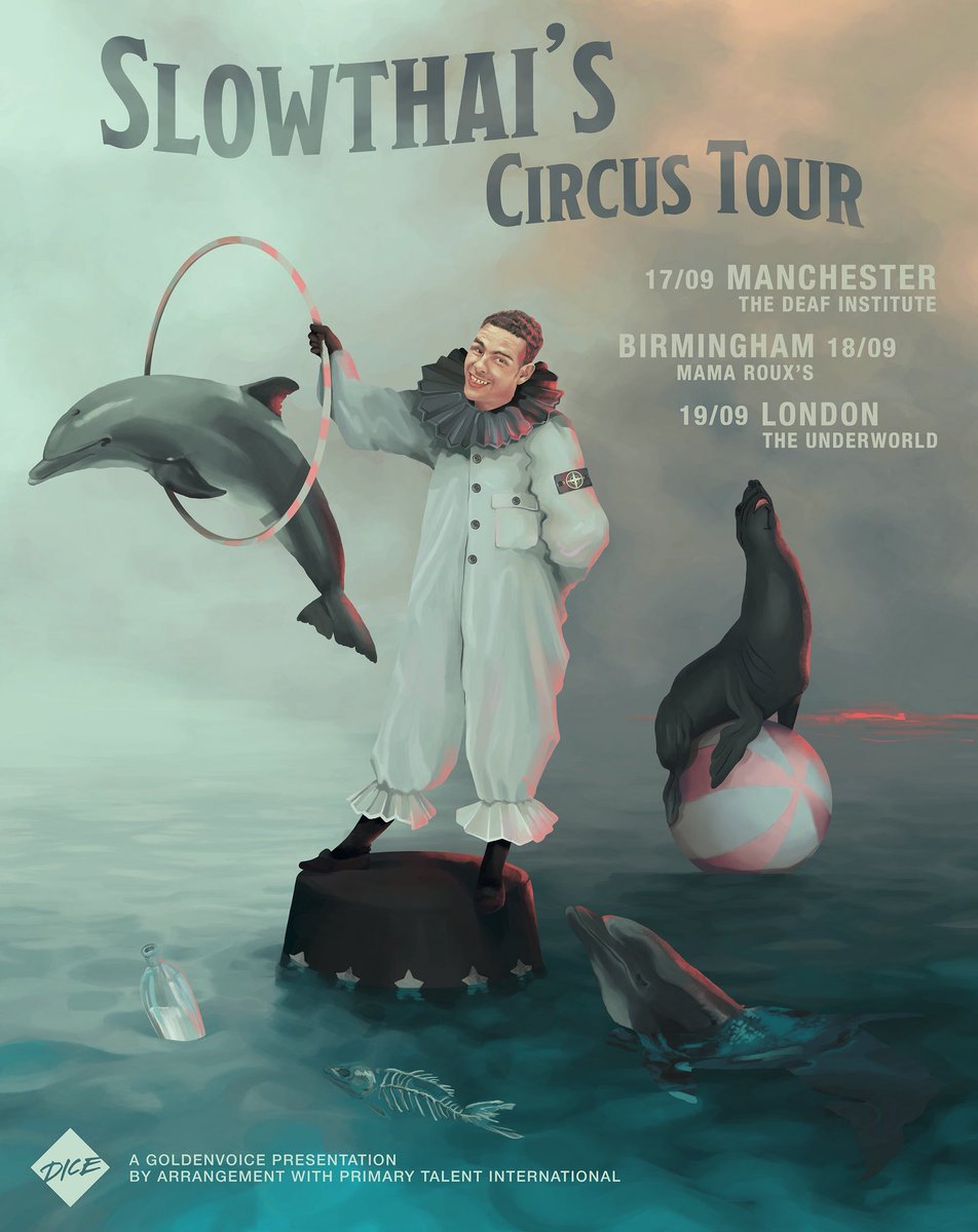 slowthai's tweet photo. slowthai’s circus tour 🤡 tickets available now 🎫 dont clown yourself, they’re going like hotcakes: https://t.co/LE8cO9B8Rl https://t.co/4F3cAQJ4l1