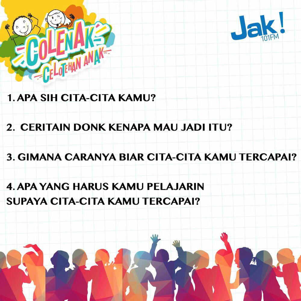 JAK101fm's tweet photo. Cita-cita anak kamu apa sih? Yuk tanyain ke anak kamu dan rekam jawabannya. Kirim ke WA 0811898101 #colenak https://t.co/OzjoxVejqP