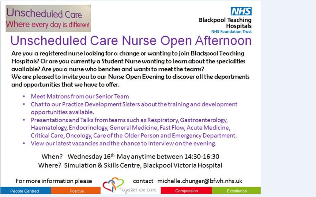 Our teams here at @BlackpoolHosp are looking forward to meeting both Registered #Nurses and #Student Nurses at our Open Afternoon on Wednesday, come and discover the opportunities available
facebook.com/events/4229692…