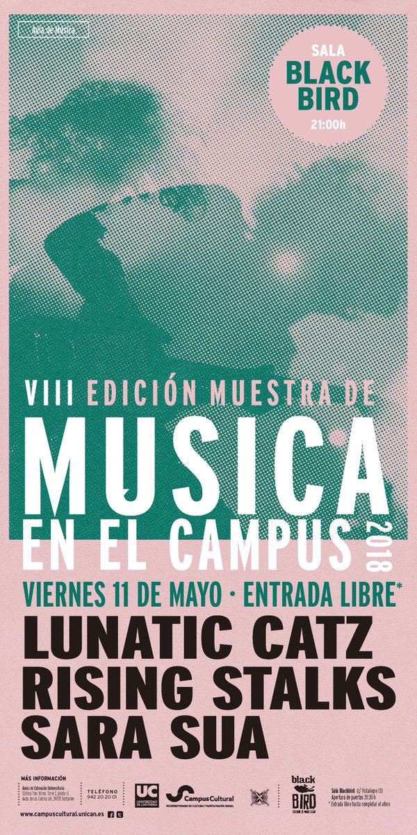 UC_C_Cultural's tweet photo. ¡Por fin ha llegado el día! Os esperamos a todos en la gran final de la VIII Muestra de Música en el Campus. A las 21h en el @BlackBirdMusicC . Y recordad que podréis votar a vuestro grupo favorito. https://t.co/msVP54guef https://t.co/0GhzMxnA7R