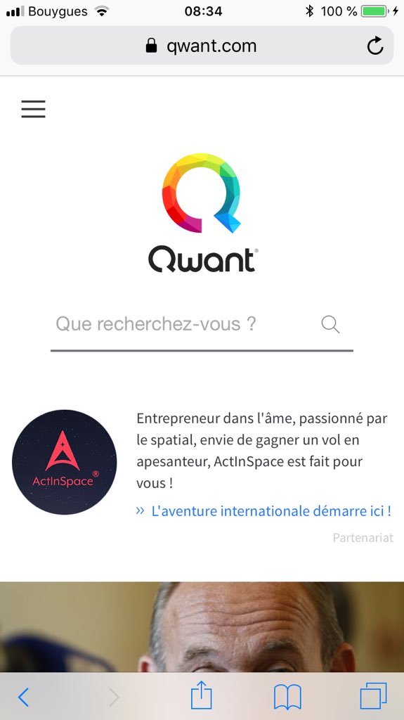 So proud to be advertissed on the Qwant’s home page 🤩🎉! Thank you <a href="/QwantCom/">Qwant</a> for your support! #signup 👉🏼actinspace.org #startupweekend #innovation #hackathon