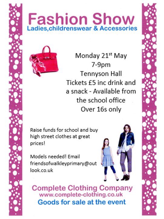 It’s the Walkley Fashion Show on Monday 21st May 7pm. Come and join us!