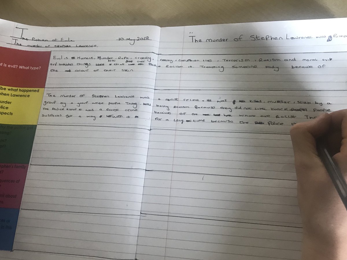smrchsRE's tweet photo. Scaffolding answers in Year 10 for the problem of evil, using the case study of Stephen Lawrence #weachieve #structurestrip #success https://t.co/8Gxq6it0wD