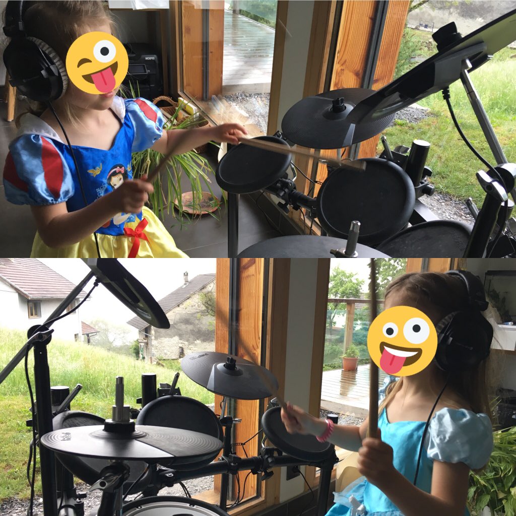 les2papas's tweet photo. Quand ma Blanche-neige et ma reine des neiges s’éclatent à la batterie ! https://t.co/sEzR8zqd8k