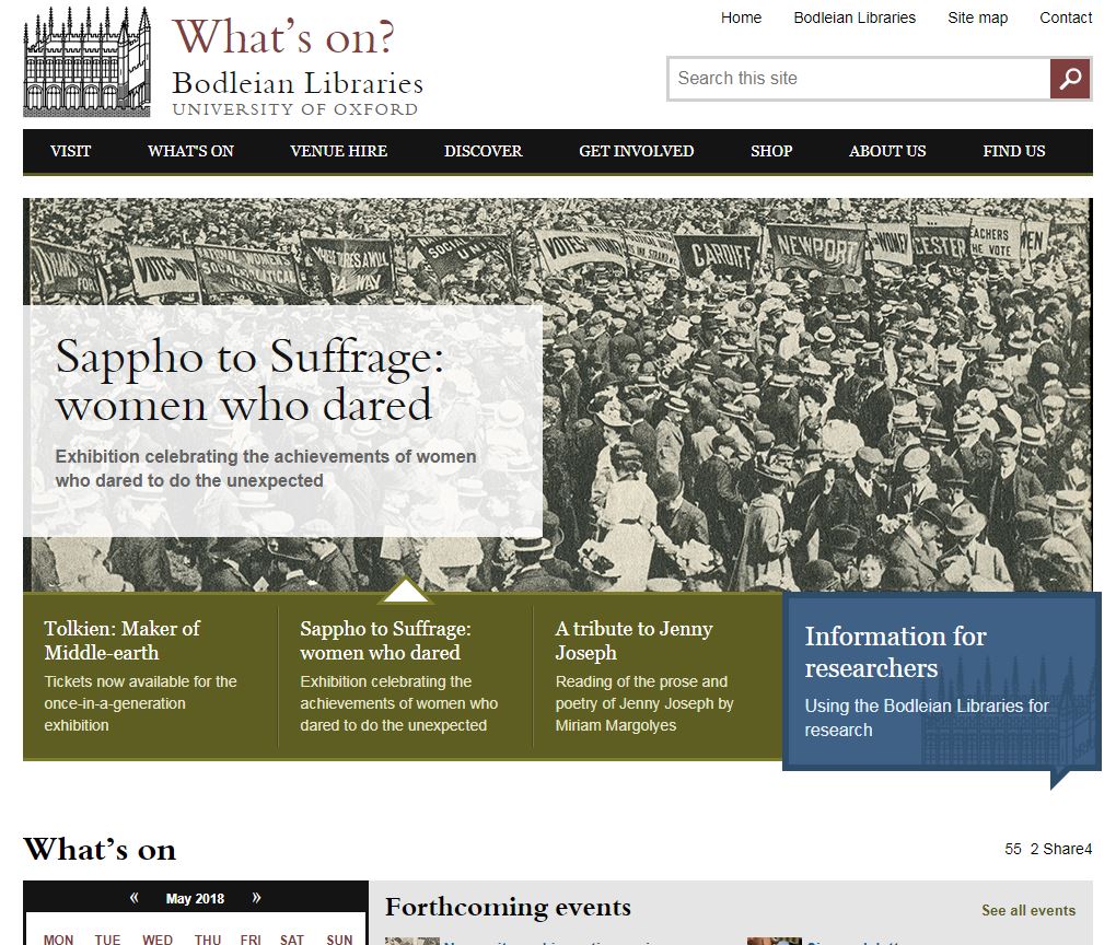 Screenshot of Bodleian Libraries website