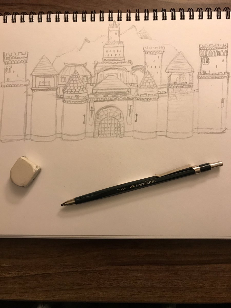 DrawKingdom1's tweet photo. Here's a landscape sketch for an upcoming painting for school. I'm open to tips to improve the piece if you have any it would be much appreciated. #sketch #drawing #draw #dailysketch #pencildrawing #pencil #pencildrawing #illistration #reference #daily drawing  #landscape #castle https://t.co/W9cgL5l8bX