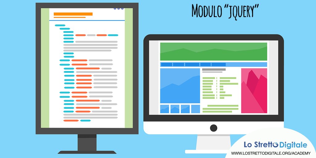 StrettoDigitale's tweet photo. ⚠ Corso per sviluppatore #Frontend e #Wordpress a Messina
Acquista il 💻 Modulo #jQuery 💻 con lezioni frontali + webinar.
🗓 Start 19 Maggio 2018. 👉 https://t.co/pJbZtomBGz https://t.co/BaAF9ORBme