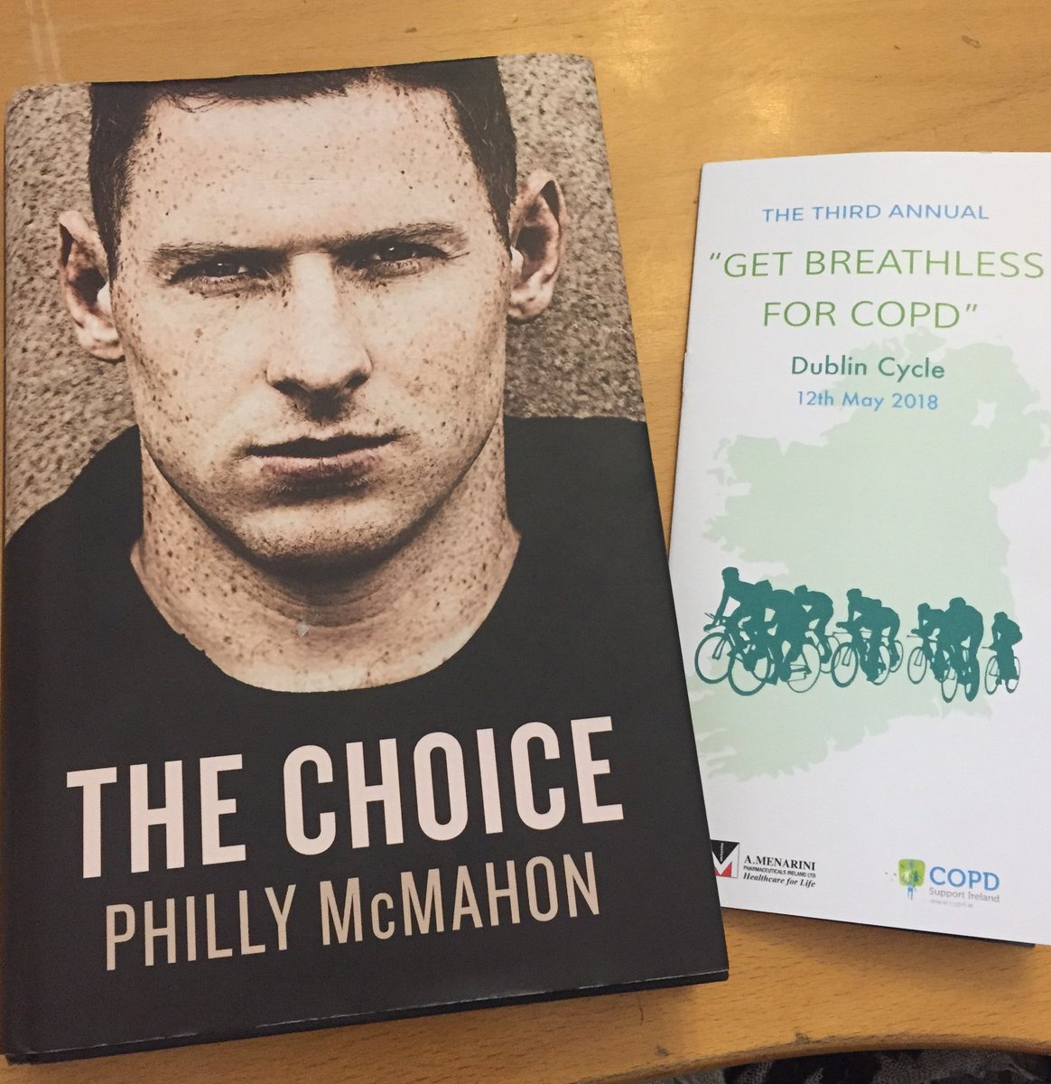 COPDSupportIre's tweet photo. Good morning! We have 2 more signed @PhillyMcMahon 's "The Choice" books to give away today! You only have to follow @COPDSupportIre and retweet this to help us promote our "Get Breathless for COPD" Dublin Cycle on 12th May #COPDcycle @FriendsOfDublin @DubGAAOfficial @Hill16Army https://t.co/QWttMCF9sG