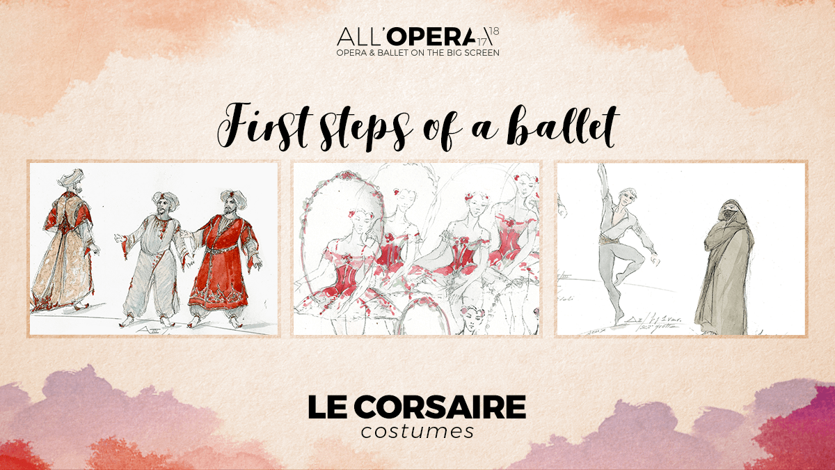 AllOperaItalia's tweet photo. The first steps of a #ballet are always the most exciting, just like #sketches of #LuisaSpinelli from which were born the extraordinary #costumes of #LeCorsaire, live in all the cinemas of the world from the @teatroallascala of Milan! 

#AllOpera #classical #cinema #theatre #show https://t.co/23q9rucVdz