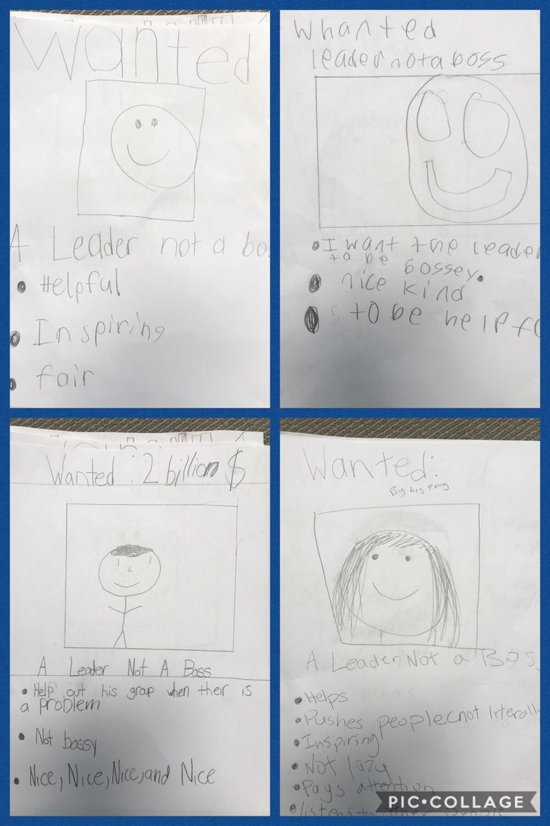 collinsclass3's tweet photo. Wanted: A Leader Not A Boss! Ss creates wanted signs for a leader by identifying 3 or more qualities!! Pictures included! @PosProject #bealeadernotaboss #hawksdoitdifferent #hawksareleaders https://t.co/44SV2W7OzQ