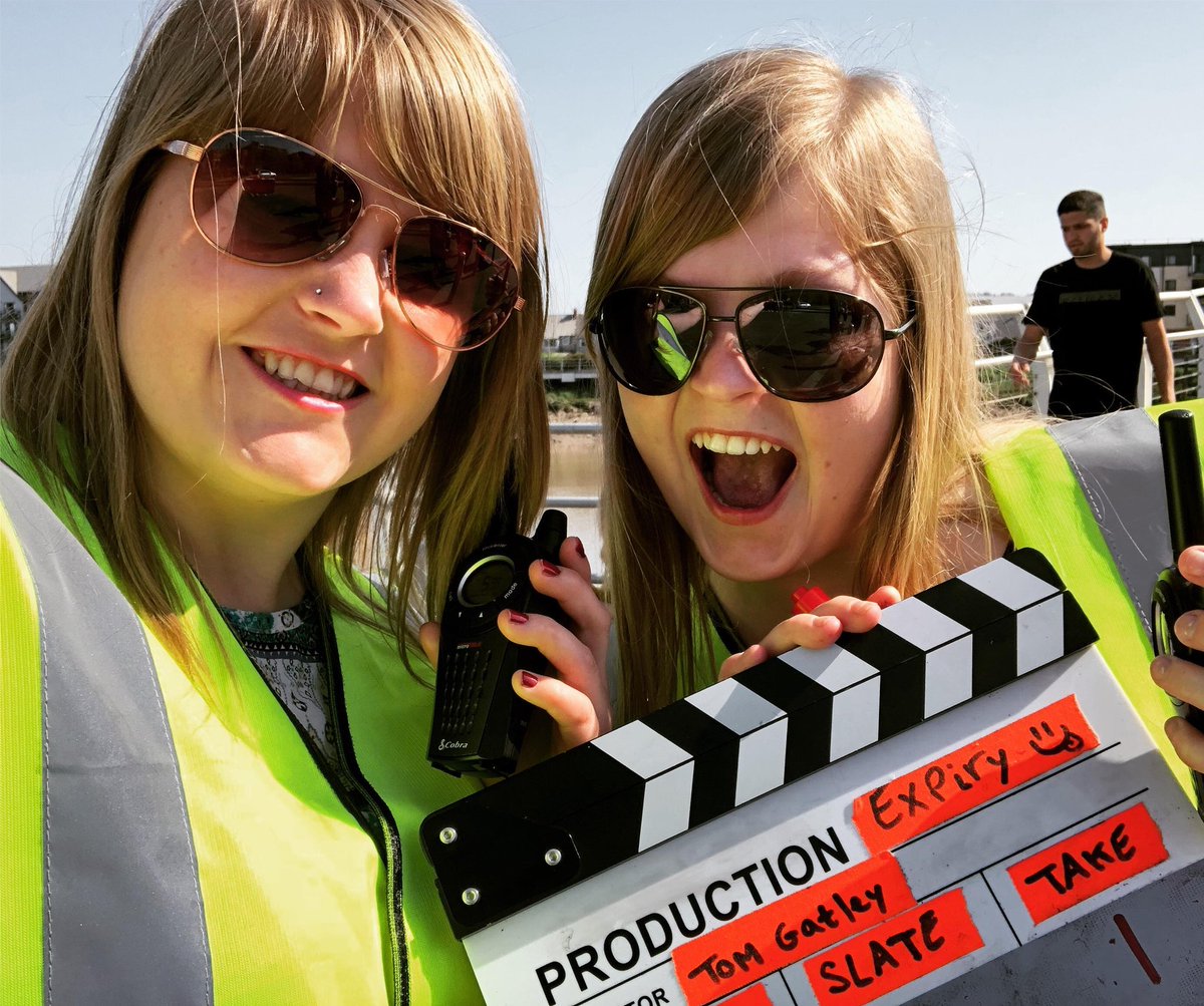 T_2ndAC's tweet photo. Look out, the Welsh twins are about! 😉 Both working on the feature film @ExpiryMovie, directed by the talented @tomgatley! 😎🎥🎬
#Expiry #FeatureFilm #Twins #Wales #SecondAC #FirstAD #Newport #Town #Film #Sun #Filmmaking #FriarsWalk #Crew #Actors #WelshFilm #Welsh https://t.co/BziEDwzo2X
