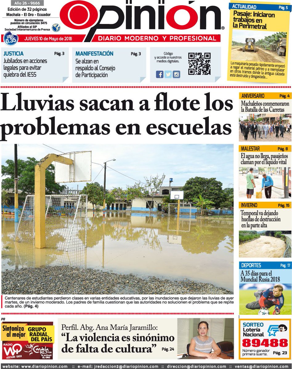 diariopinion's tweet photo. #Portada #Jueves #Lluvias  #Problemas #Escuelas #DiarioOpinion
Lluvias sacan a flote los problemas en escuelas,revisa más noticias en 👉👉 https://t.co/RrxEkELa4H https://t.co/1FqaTU3qvS
