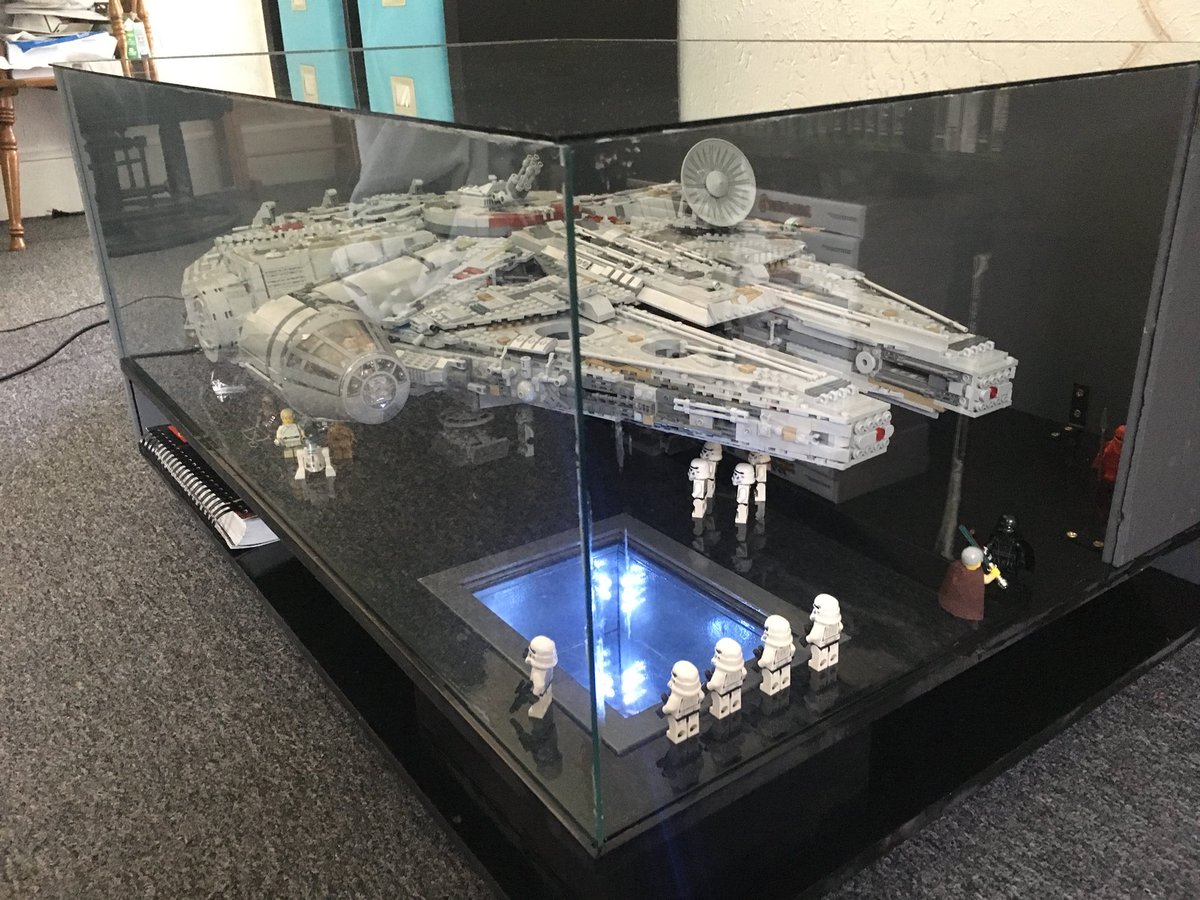 OldSchoolCoool's tweet photo. @HamillHimself Completed my Millennium Falcon coffee table, your 90’s Lego character is in there somewhere. #StarWars #Lego https://t.co/uHo28tMGjR