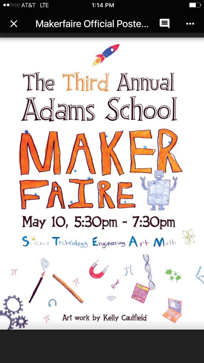 AdamsDesignSB's tweet photo. Maker Faire tonight at 5:30. Get the kids and join us at Adams Elementary for a night of making! https://t.co/ckAJtCvj5i