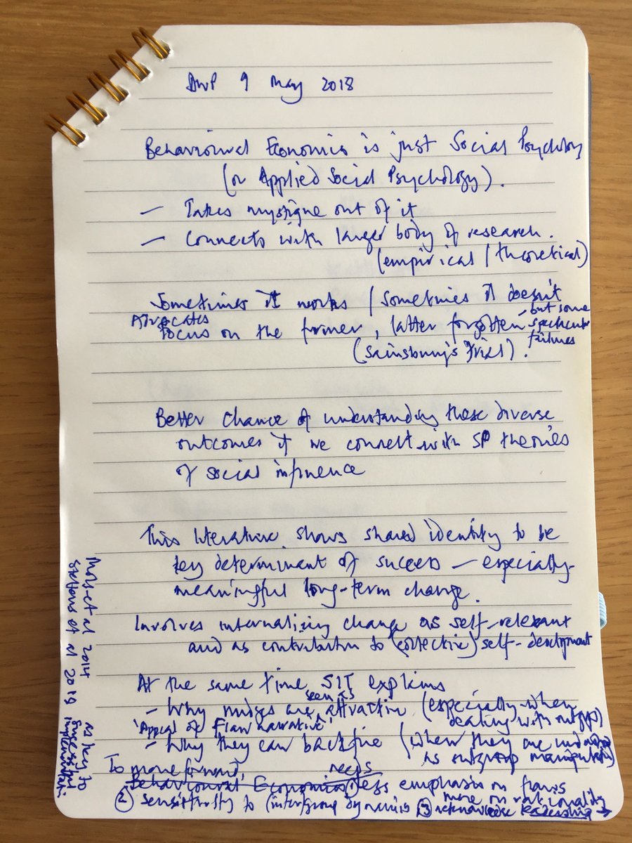 Here are the notes for my presentation to the Behavioural Science Team at Department of Work and Pensions <a href="/DWP/">DWP</a> in London yesterday — summarising social identity insights into Behavioural Insights 
<a href="/f_mols/">Frank Mols</a> <a href="/NikSteffens/">@NikSteffens</a>
onlinelibrary.wiley.com/doi/abs/10.111…
onlinelibrary.wiley.com/doi/abs/10.111…