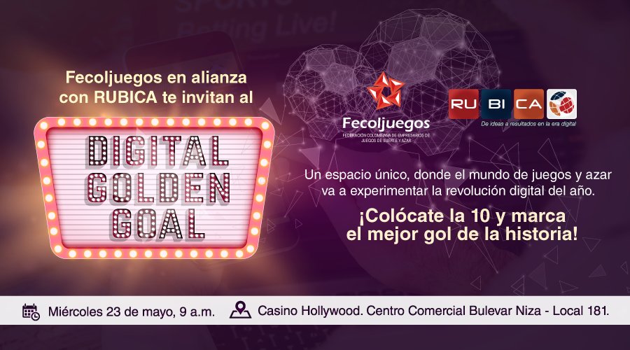 Fecoljuegos's tweet photo. #Capacitaciones | Asista a “Digital Golden Goal” y aprenda cómo crear una estrategia digital. Capacitación que organiza Fecoljuegos en alianza con @RUBICAnet para el próximo 23 de mayo ¡No se lo pierda!- Más información e inscripción aquí >> https://t.co/m2YwVeXzQ8 https://t.co/Kt1UGtt9qO