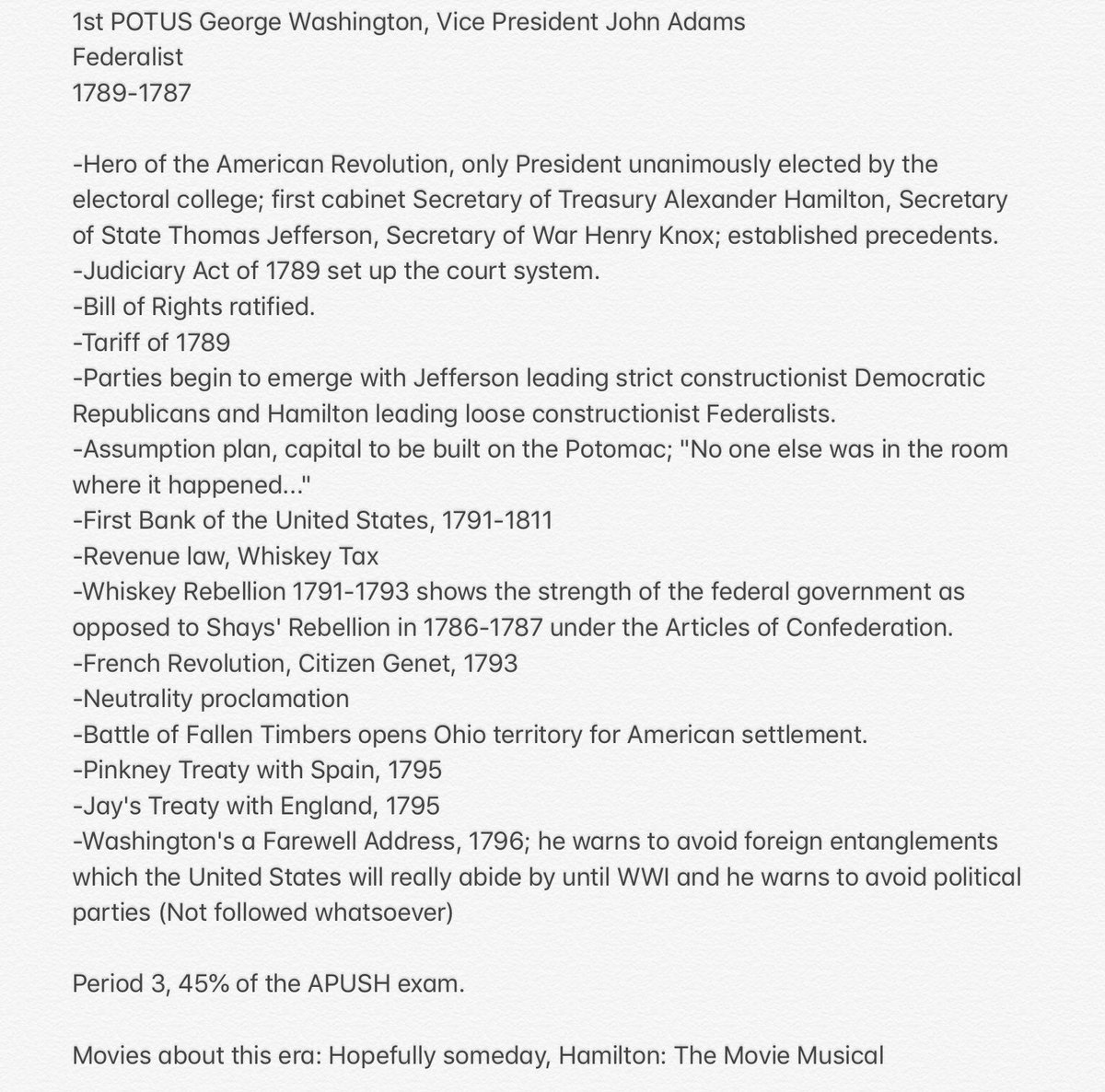 ChaseCatoRVHS's tweet photo. 1 day from the APUSH exam, #APUSHPresidentialCountdown President Washington. #POTUSProfiles #APUSH1 https://t.co/SPi6iPuDfr