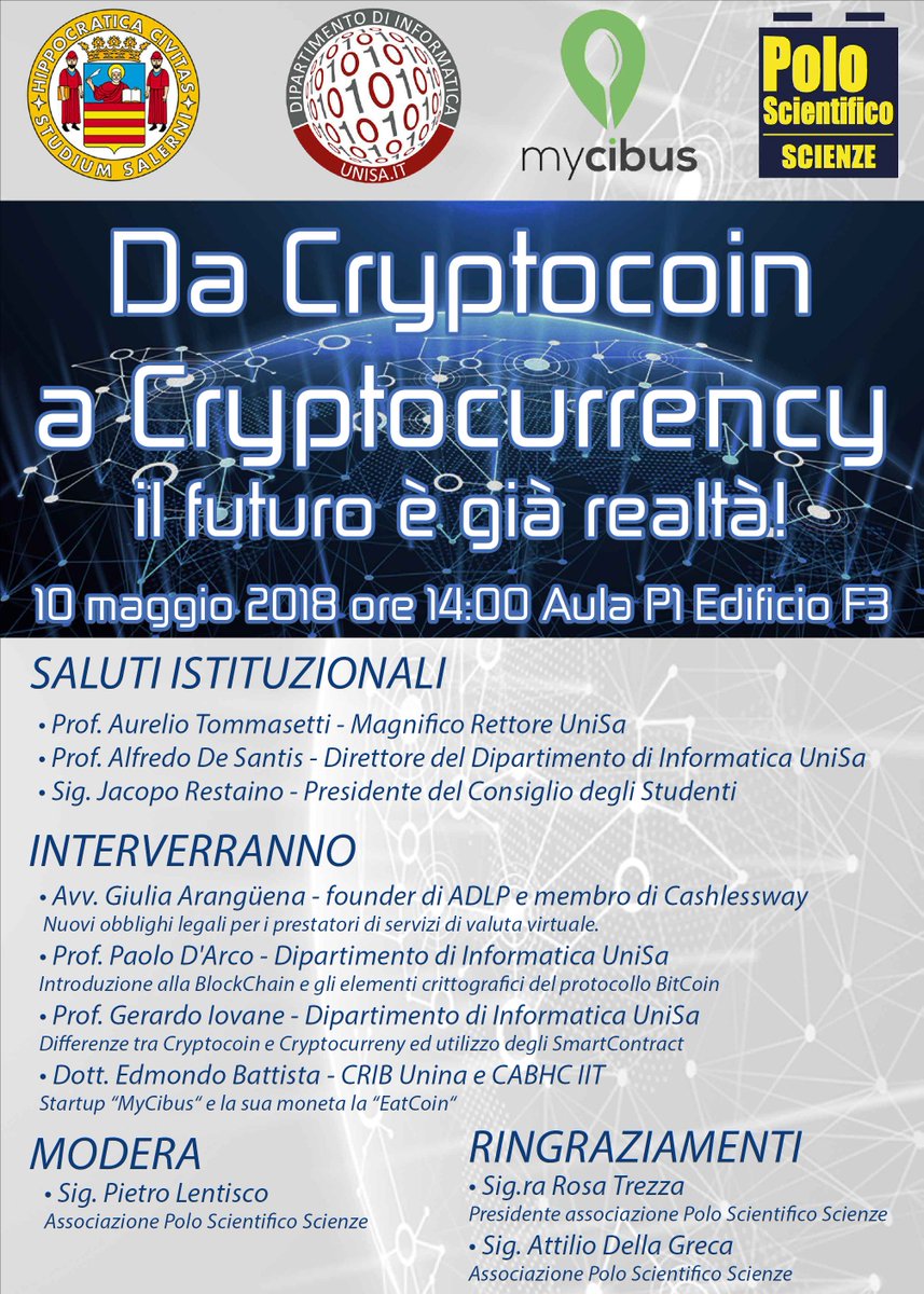 ADLPStudio's tweet photo. L'Avv. Giulia Aranguena sta per intervenire all'#UniSA su #Bitcoin, #BTC, #reghtech, #cryptoeconomy https://t.co/eNYYjbEPHB