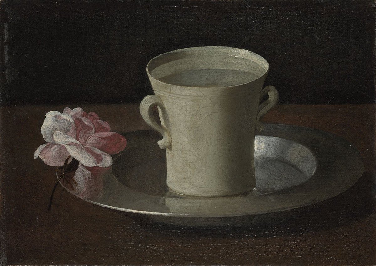 NationalGallery's tweet photo. Zurbarán's painting 'A Cup of Water and a Rose' inspired contemporary artist Tacita Dean to create works, and curate, her 'STILL LIFE' show at the Gallery, in response to the genre. The exhibition runs until 28 May. Free admission: https://t.co/k92hO5zSjC #TacitaDean https://t.co/l53lt6iaKK