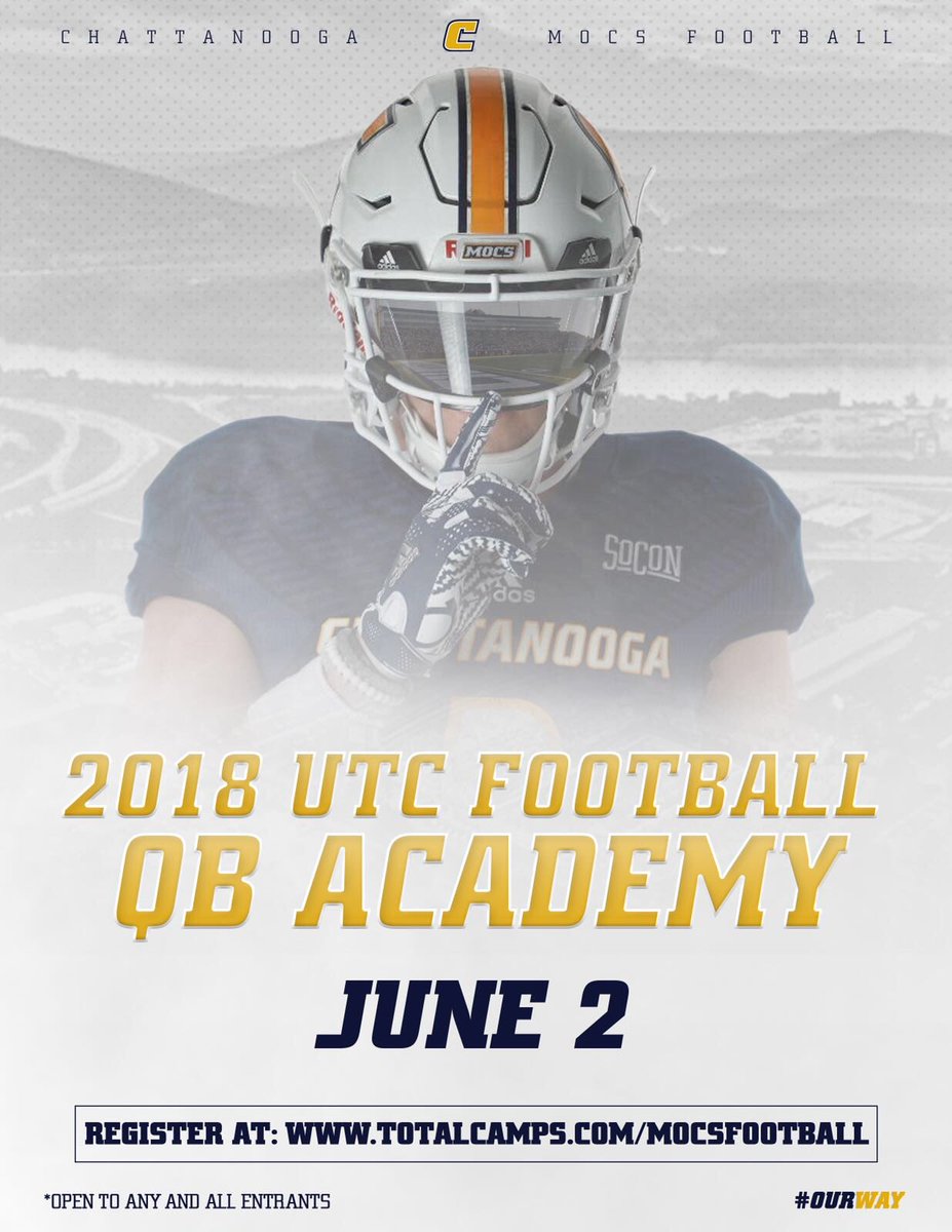 CoachRascati's tweet photo. UTC QB Academy June 2nd !! Be relentless in pursuit of a competitive edge! Leadership, Toughness, Decision Making, Accuracy. https://t.co/ZFABdHfJJ7