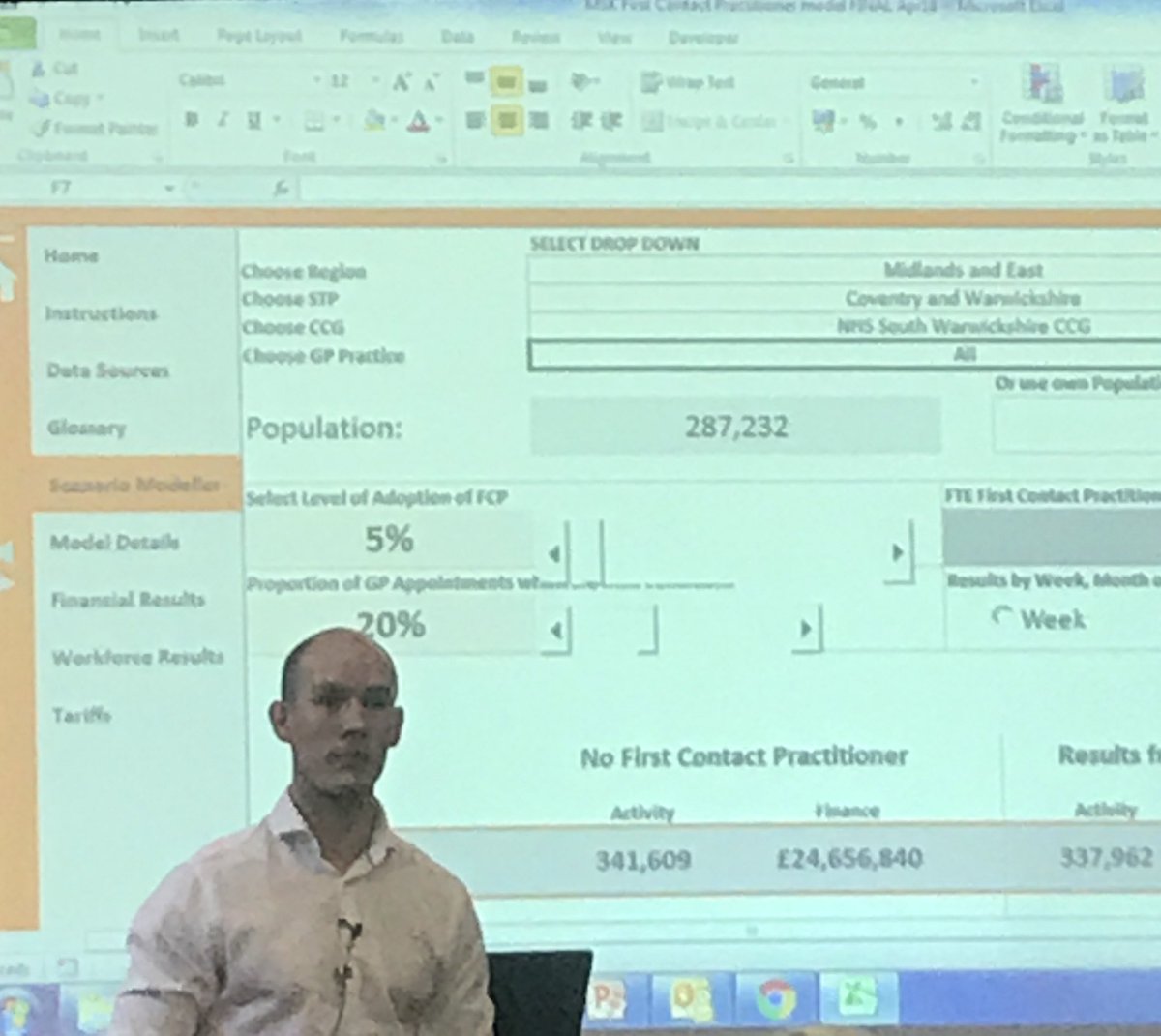 A packed house fully engaged with the economic model that proves the economic case for improved patient care when modelling first contact physio  service design . With <a href="/AndyLordpt/">Andy Lord</a> #health #msk #csp #physio