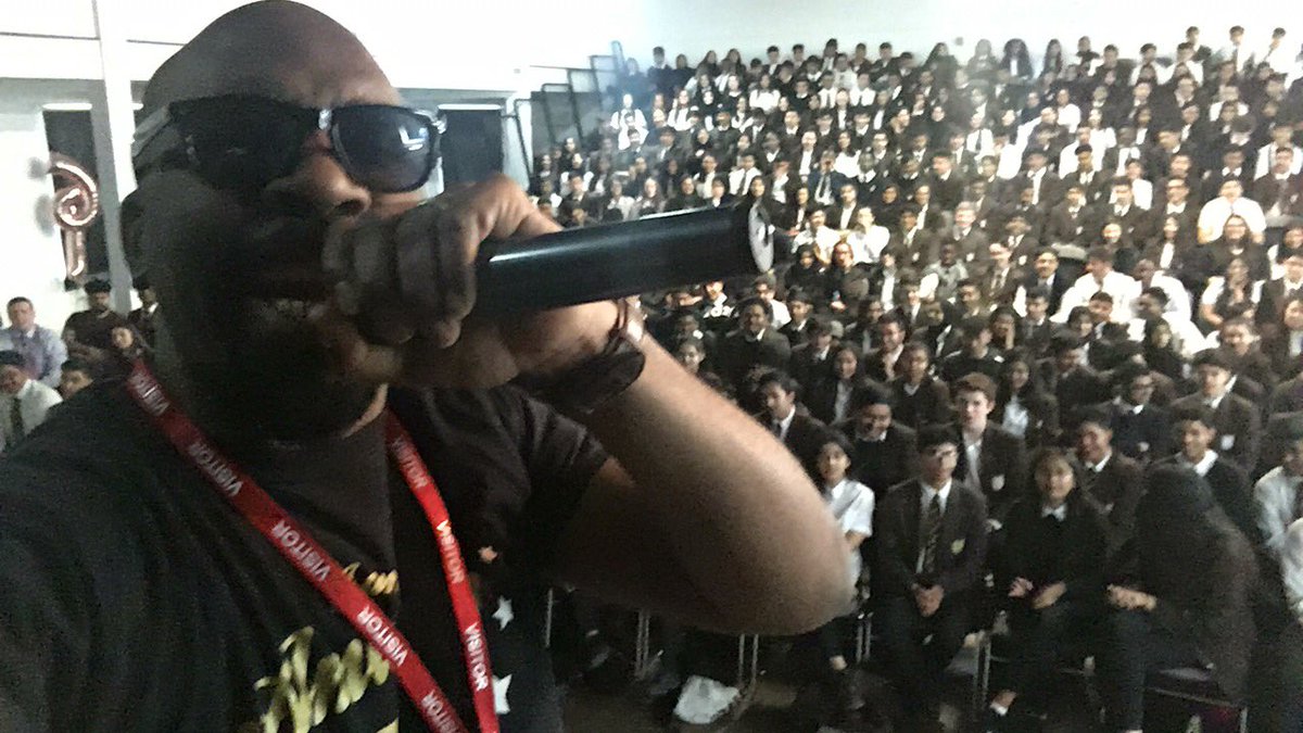 Actionjackson's tweet photo. Surprise visit and performance for year 11 Leavers Assembly @BealHighSchool 😎👏🏻👏🏻👏🏻 https://t.co/JICfS5Puqt