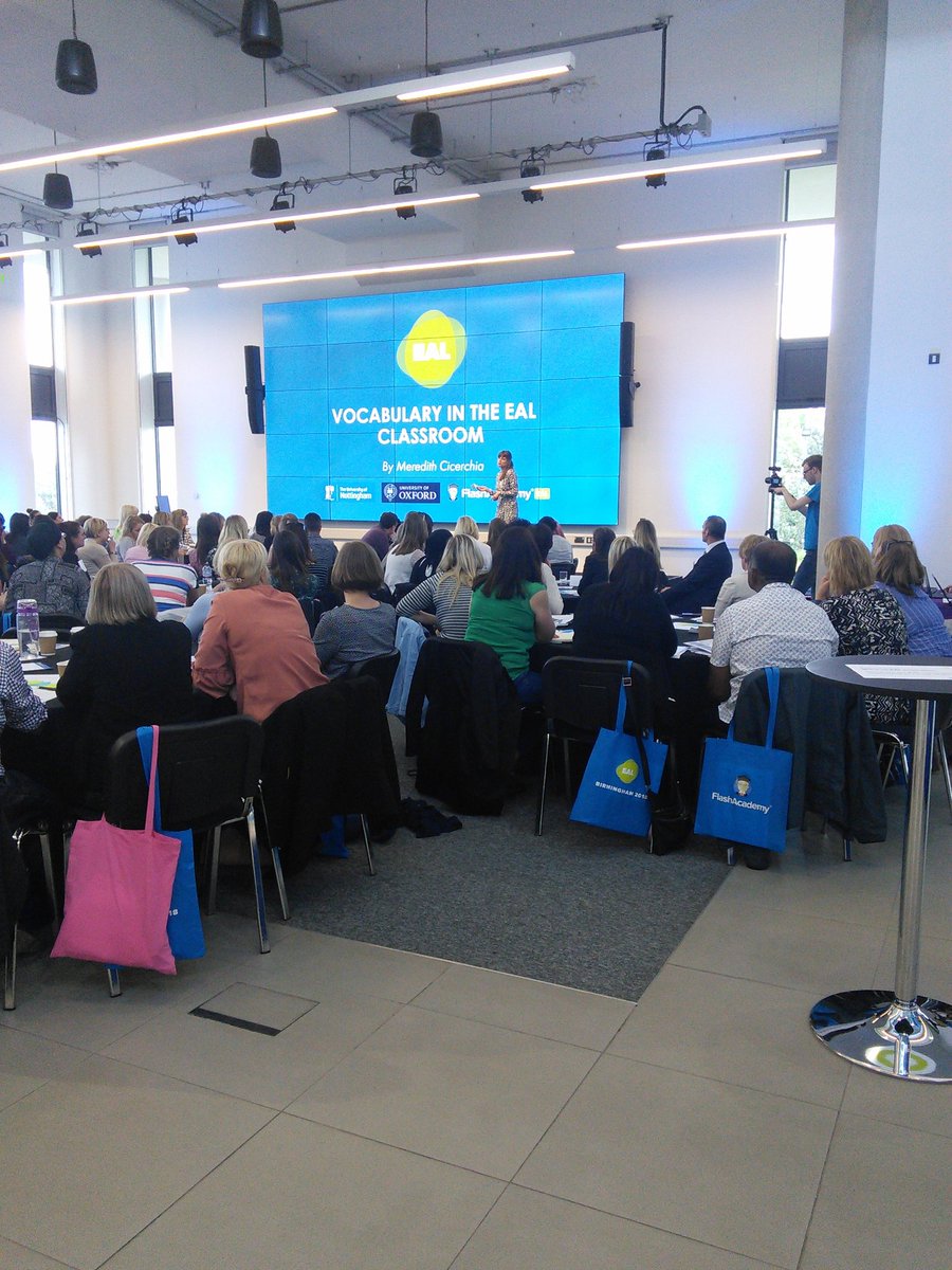FlashAcademy_HQ's tweet photo. @MereLanguage (PHD Researcher at @UniofNottingham) is now discussing the most effective language-learning methods and how these can be applied in an EAL classroom. #EALBirmingham2018 #EAL #ELL https://t.co/hrO4mjPOYd