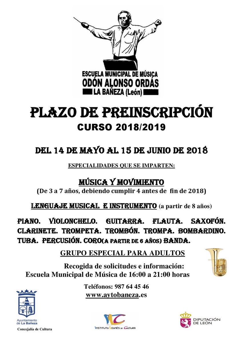 EL LUNES COMIENZA EL PLAZO DE PREINSCRIPCIÓN PARA LA ESCUELA DE MÚSICA