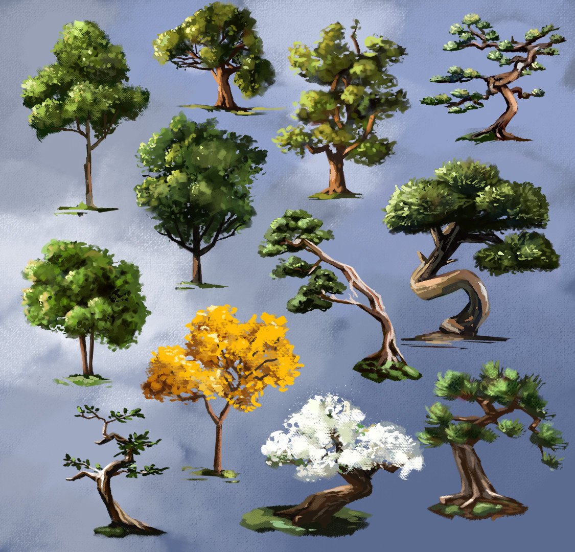 Some tree studies to practice some foliage painting skills. pic.twitter.com...