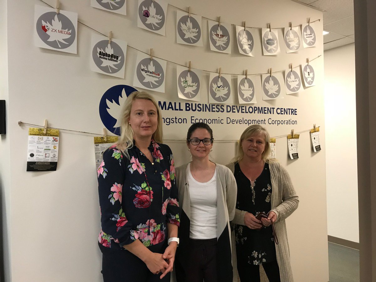 KingstonEcDev's tweet photo. Ontario Ministry of Economic Development &amp; Growth Senior Business Consultant Mary Clarke visits with Business Dev. Officers @Katie_Ross3 &amp; @EllaVanderburgt discuss Kingston small business programs.@onebusinessca 

#YGK #EDW2018 #EconDevWeek2018 #QualityofLife #smallbusiness #sbec https://t.co/mtmpERBgME