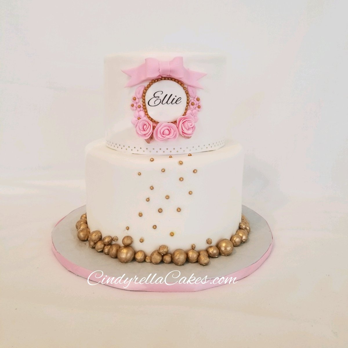 pink gold baby shower cake