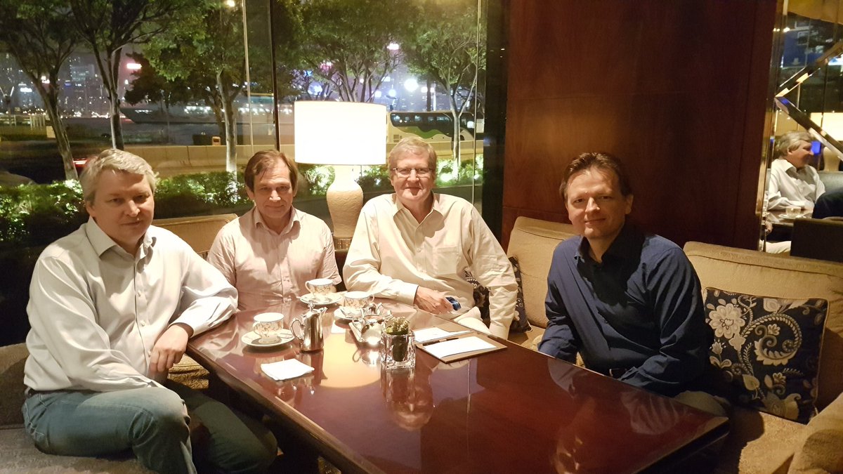 CFARussia's tweet photo. At #2018Globalslc in Hong Kong, all three @CFARussia presidents met for dinner: Dmitry Ryabykh (current) Richard Hainsworth (President in 2004-2012), Neil Withers (2013-2017) https://t.co/ik1KREXYjY