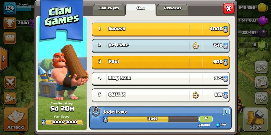 JadeLynxCOC's tweet photo. Our latest Clan Game Master is Suresh. #ClashOfClans #clan #clangame #ClanGames #warclan #Warclan #th9 #th10 #th11 https://t.co/3XFE2IJyL0