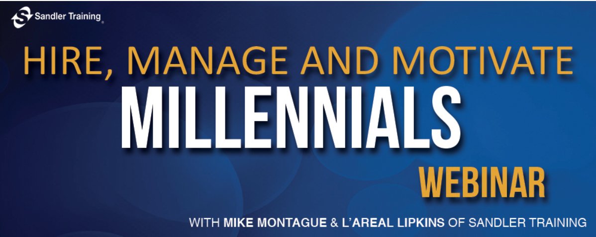 SandlerOrlando's tweet photo. [Webinar] Hire, Manage and Motivate Millennials.  Join us online next week.
Register here: https://t.co/XyPExCMnYp 
Can't make the live event, register anyway to receive the replay. https://t.co/nFvrwmhpdI