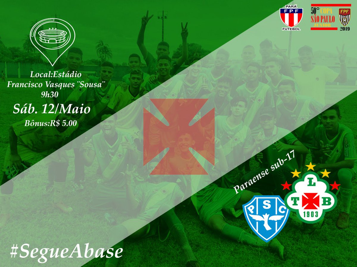 tunalusoficial's tweet photo. Campeonato Paraense Sub 17. 
Tuna Luso x Paysandu.
Local: Francisco Vasques
Hora: 09:30
Data: 12/05/2018 https://t.co/PS9bBnCfZj