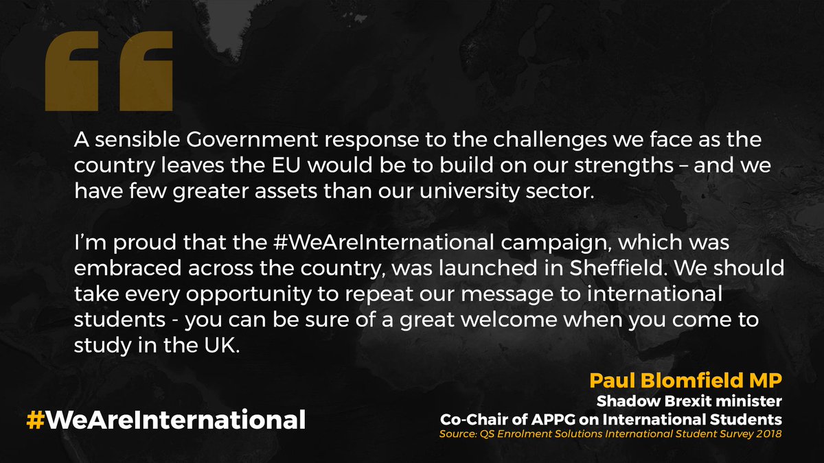 'Taking international students out of the net migration targets will be a way to start,' @PaulBlomfieldMP said in the @QSEnrolmentS International Student Survey 2018 #WeAreInternational #StudentsOfTheWorld