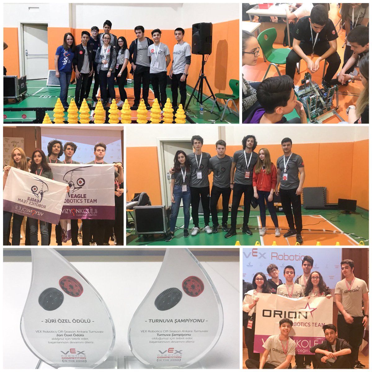 Vizyon Koleji VEX Robotics takımları ORION ve EAGLE, Ankara’da düzenlenen Vex Turnuvası'nda "Ankara VEX Turnuva Şampiyonluğu"nu elde ettiler. Ayrıca Orion takımımız turnuva hazırlıklarındaki yardımları ve turnuva boyunca gösterdikleri paylaşımla Jüri Özel Ödülüne layık görüldü.