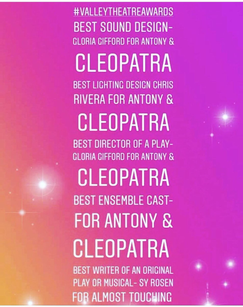 thelucywalsh's tweet photo. We are nominated for our Shakespeare AGAIN, after our last wins! @GloriaGifford #AntonyAndCleopatra #AlmostTouching #StageTrained #TheValleyTheatreAwards https://t.co/5niFvwwHYT