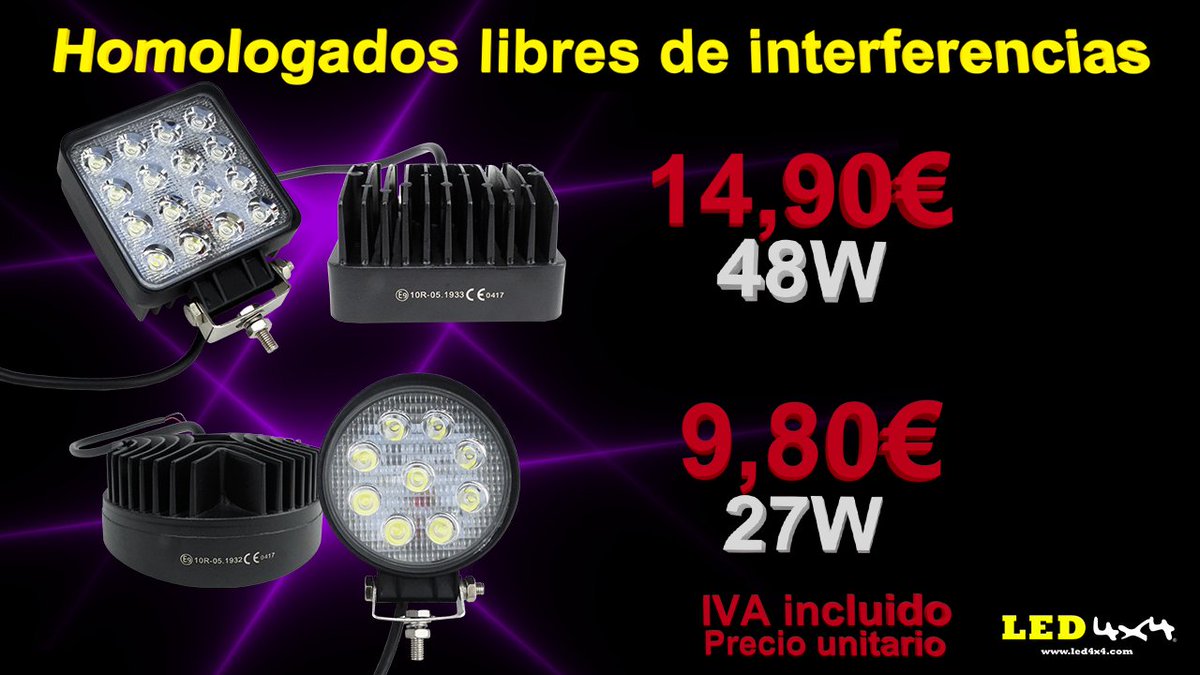 LED4X4com's tweet image. Libres de interferencias! Faro redondo 27W y Faro Cuadrado 48W 
autoled4x4.com/es/faros-led-t…