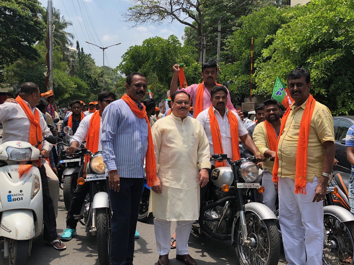 JPNadda's tweet image. Campaigned in Padmanabhanagar assembly constituency in Bangalore, Karnataka &amp;amp; urged people to reject the divisive &amp;amp; corrupt politics of congress &amp;amp; vote for BJP to select development. I am overwhelmed with the huge support for BJP's model of development. #KarnatakaTrustsModi