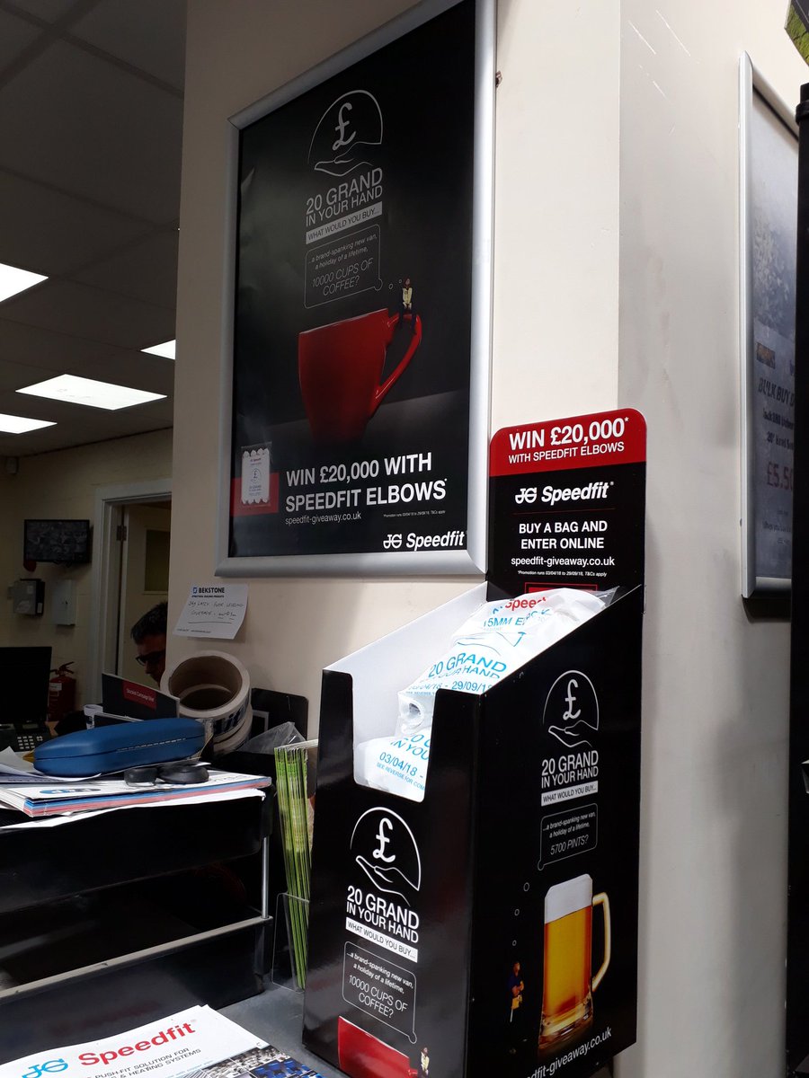 MattSmithRWC's tweet photo. When purchasing Promo bags of 15mm @JGSpeedfit Elbows @builditglos (CAM) you could win £20,000. £1k Tech bundles also up for grabs monthly. Ask in branch for more details. #20kinyourhand #15mmElbows #UFH #LayflatPipe https://t.co/Gh5k1vJM3S