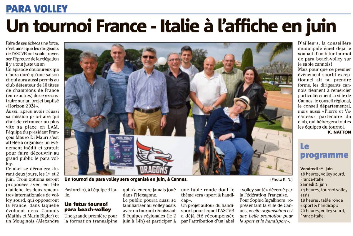 Très belle initiative du club de volley de <a href="/villecannes/">Cannes</a> ... venez nombreux ... #sport #handicap #passion
<a href="/ASCannesVolley/">AS Cannes Volley</a>