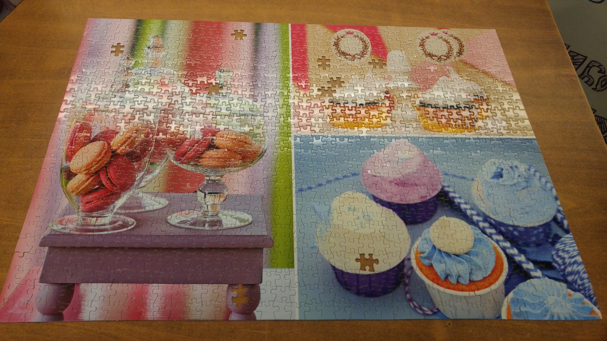 BCentralLibrary's tweet image. This puzzle is so yummy it looks like a few bites are missing! Stop by the library and take a #MentalHealthWeek break. #puzzletable @BCentralSchool