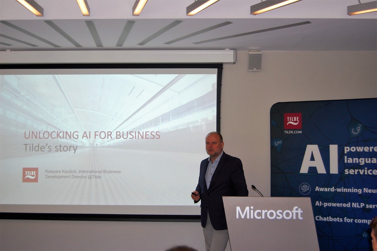 TildeCom's tweet photo. Thanks to all participants of "Unlock AI" Vilnius meetup. We witnessed your interest in ChatBot and speech recognition solutions. We'll work further to improve these technologies for easier adaptability in your business optimization, efficiency & client service.☺️
#TildeAI https://t.co/hVfbFFH8BN