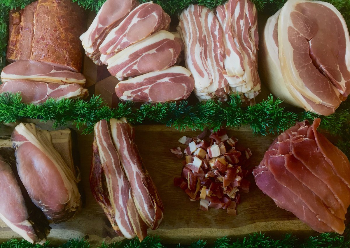Fantastic home-cured bacon selection <a href="/JohnsonButchers/">Johnsons Butchers</a> #lowfat #smokedchilli #blacktreacle #smokedpancetta #smokedback #plaingammon #butcher