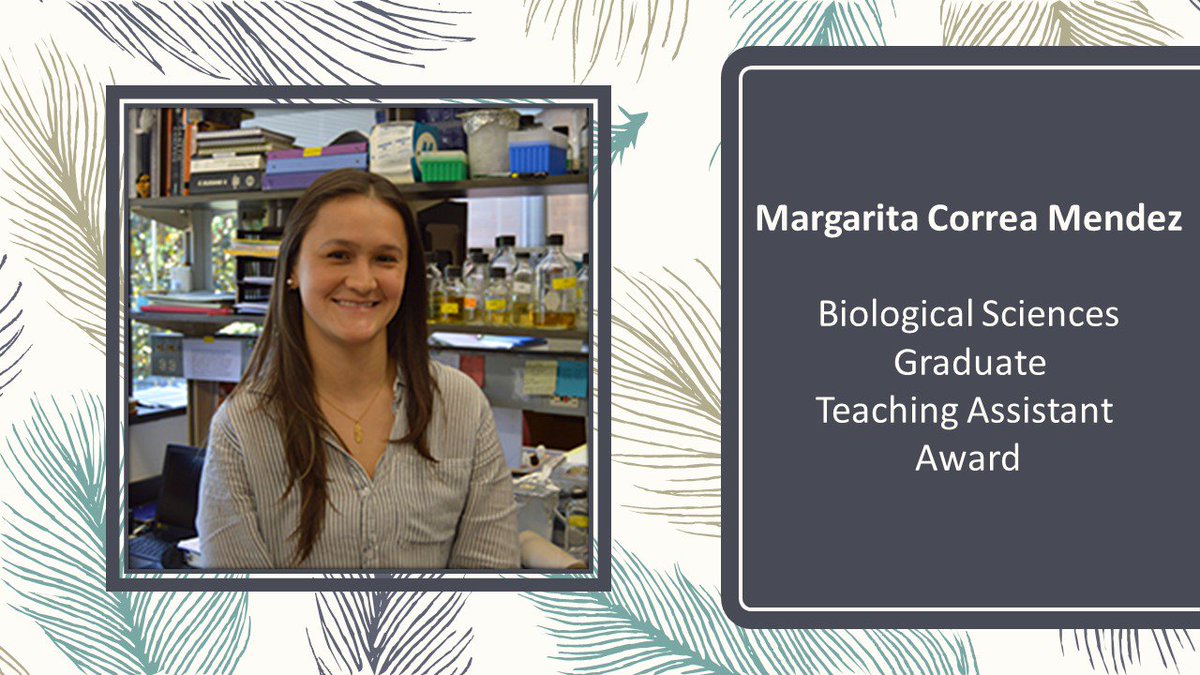 As we continue with Teacher Appreciation Week, congratulations to PhD student Margarita Correa Mendez on receiving the 2018 Biological Sciences Graduate Teaching Assistant Award at the <a href="/UMBCCNMS/">UMBC CNMS</a> Awards Ceremony last Friday.