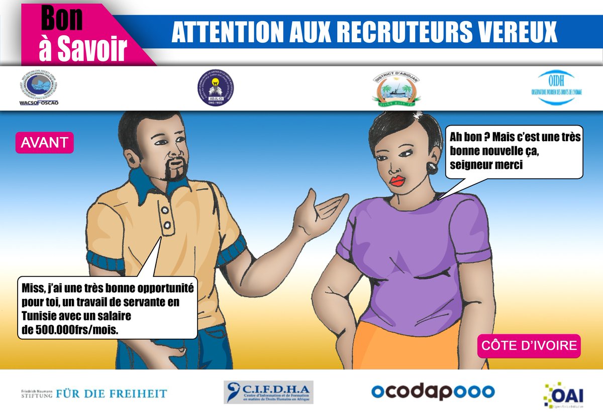 StopIrMigration's tweet photo. Rubrique "BON A SAVOIR"
Chères sœurs, à trop vouloir acheter le rêve, on finit par se laisser servir la misère. Attention...!!!  A suivre...
#PrixUEDH2017 #StopDjissra #CIV225 https://t.co/sSC1MOkzew